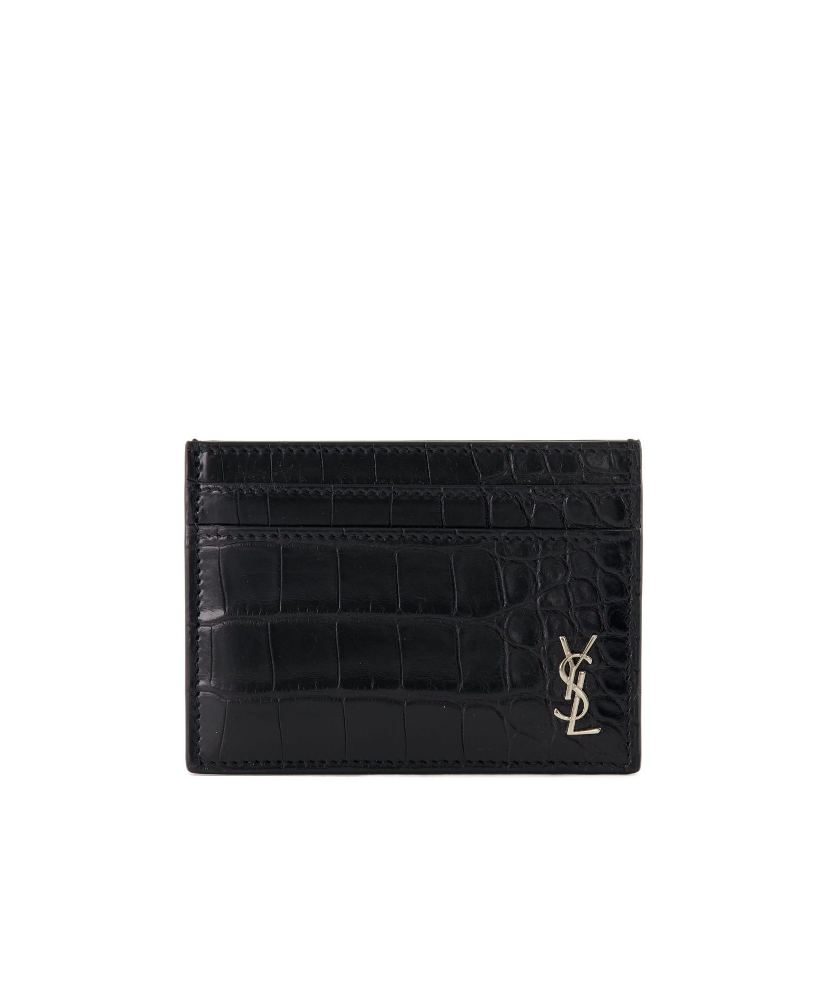 Saint Laurent Embossed Leather Wallet In Black