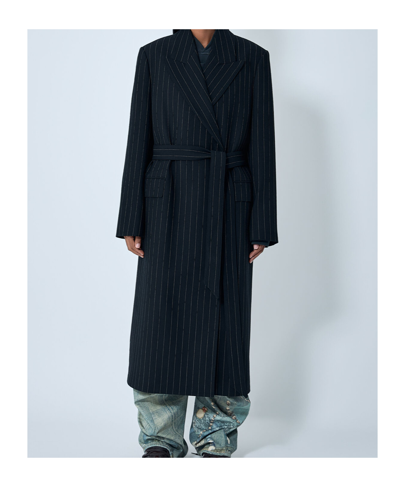 Acne Studios Women Long Coat With Belt At The Waist In Black
