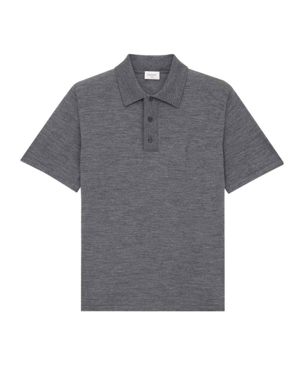 Saint Laurent Cassandre Short-sleeve Polo Shirt In Gray
