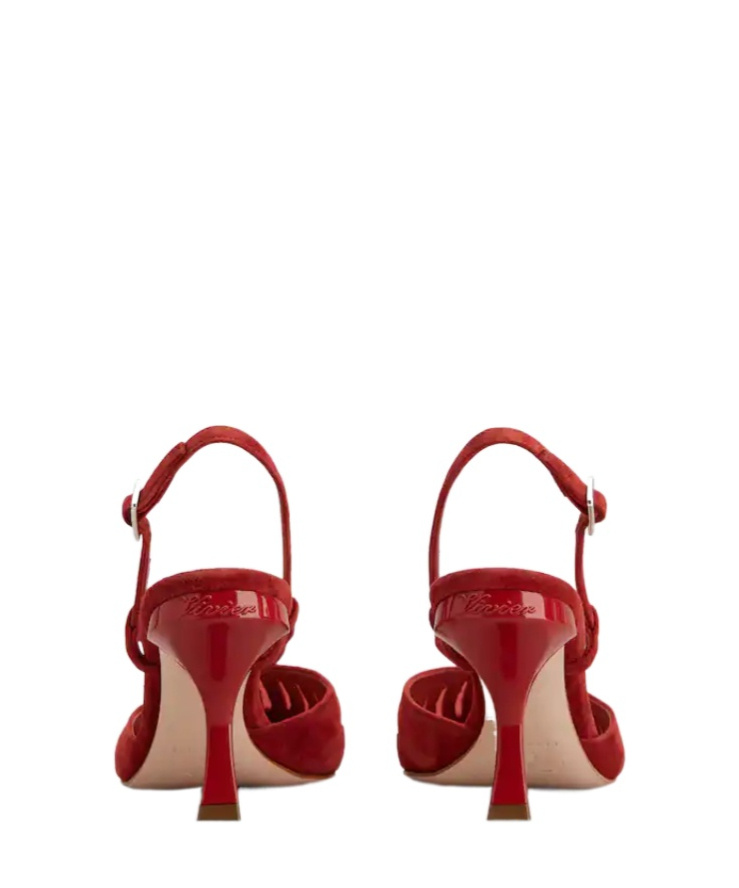 Roger Vivier Escarpins Dorsay Virgule En Cuir Velours In Red