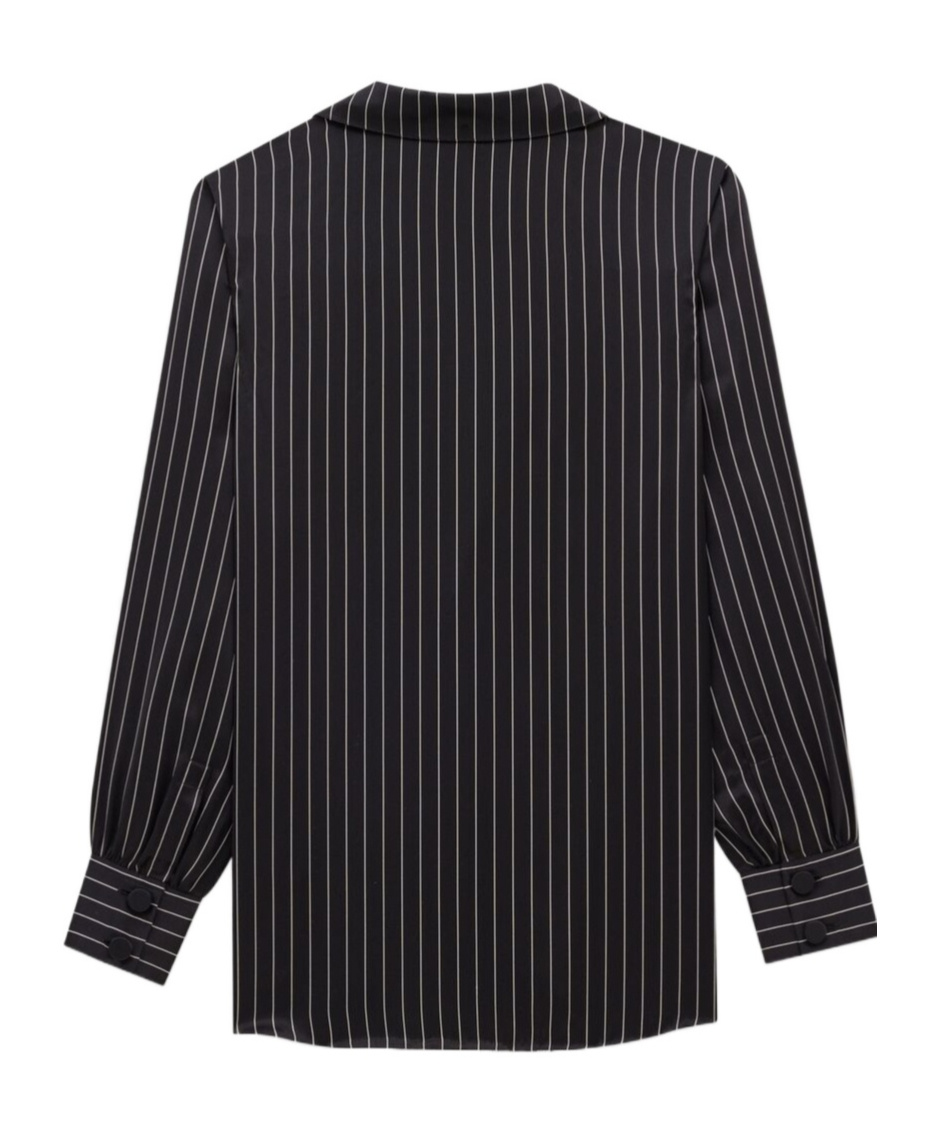 Saint Laurent Striped Silk Pajam Shirt In Black