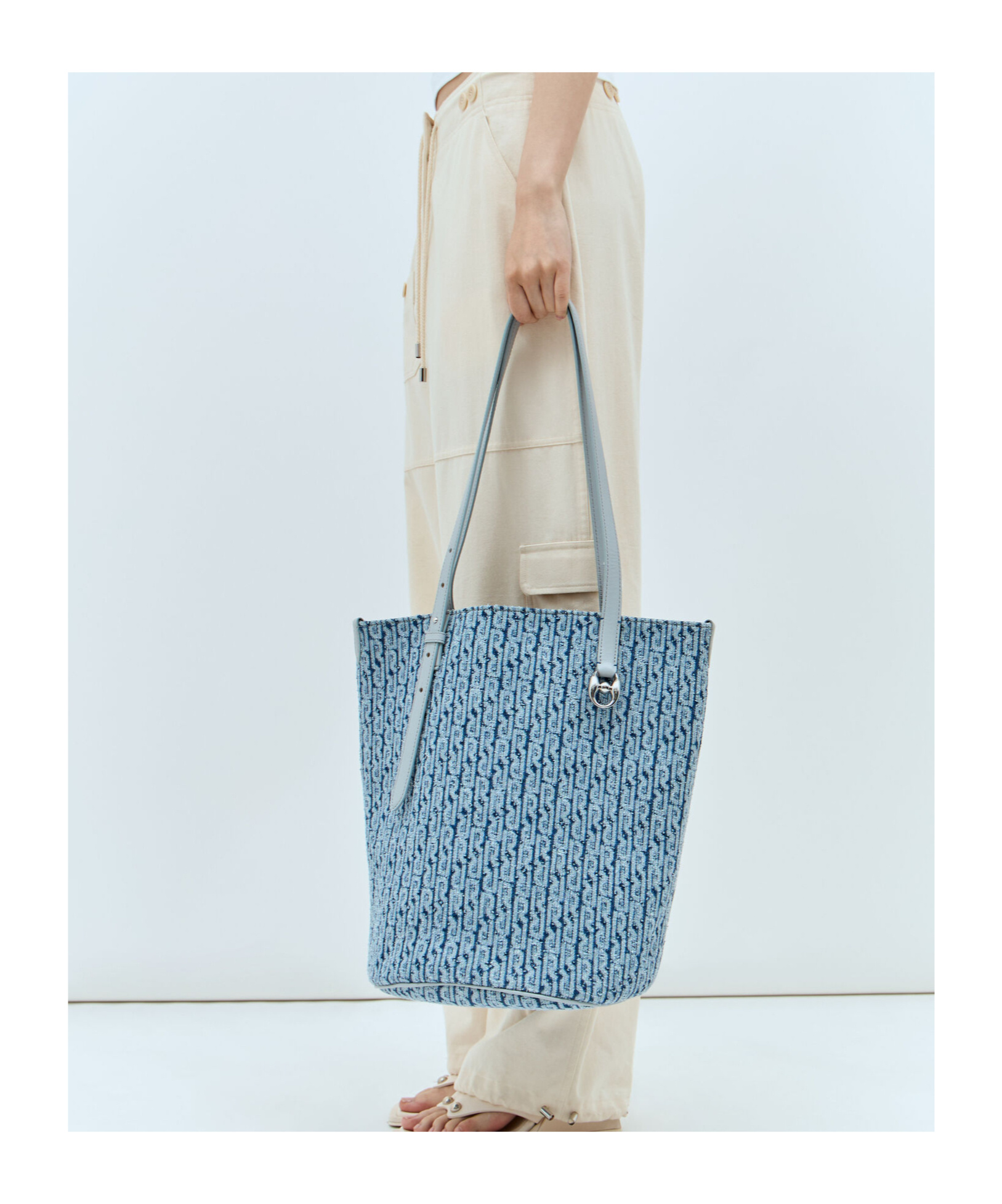 Rabanne Denim Logo Handbag In Blue