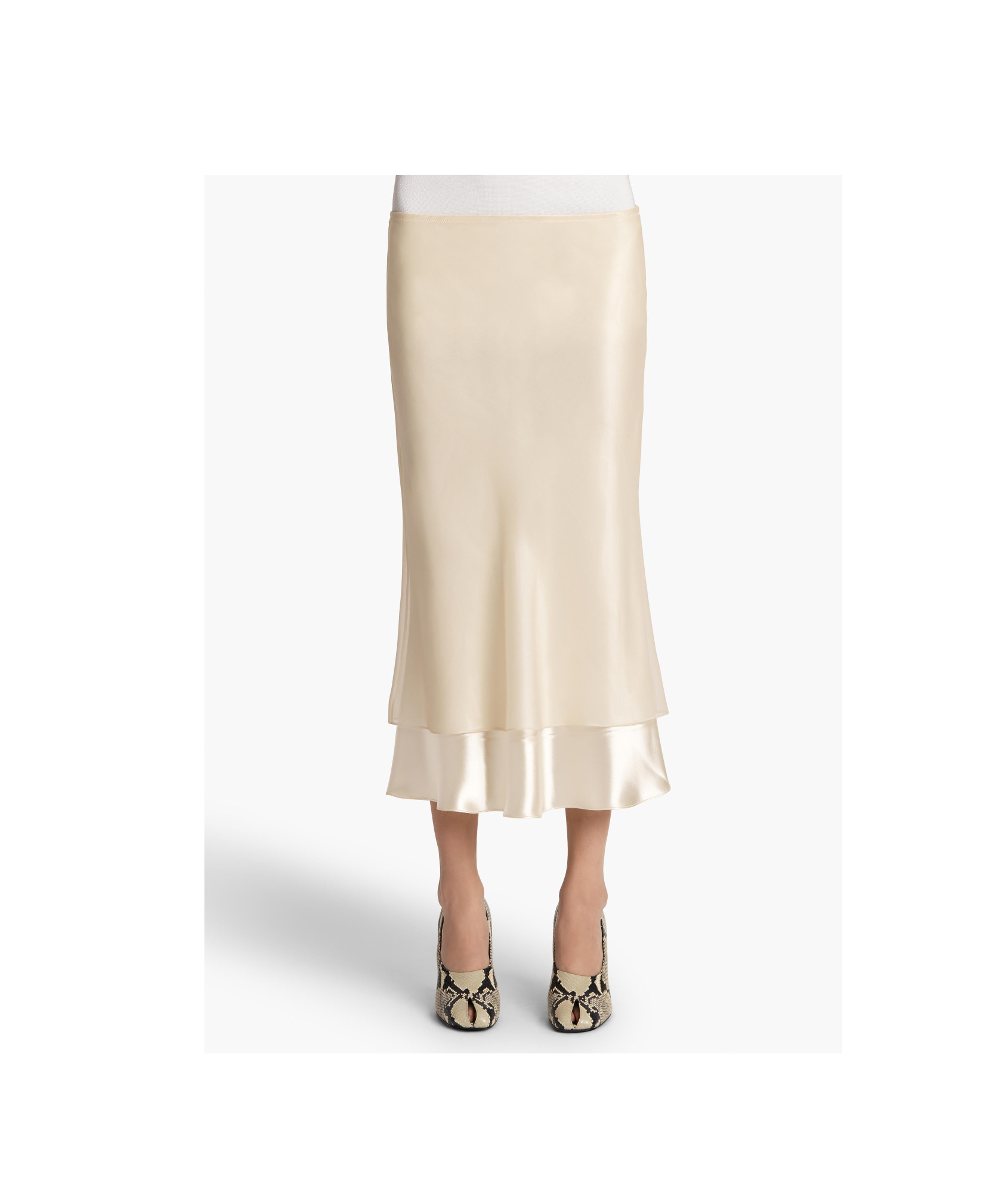 Khaite Monina Layered Satin And Organza Midi Skirt