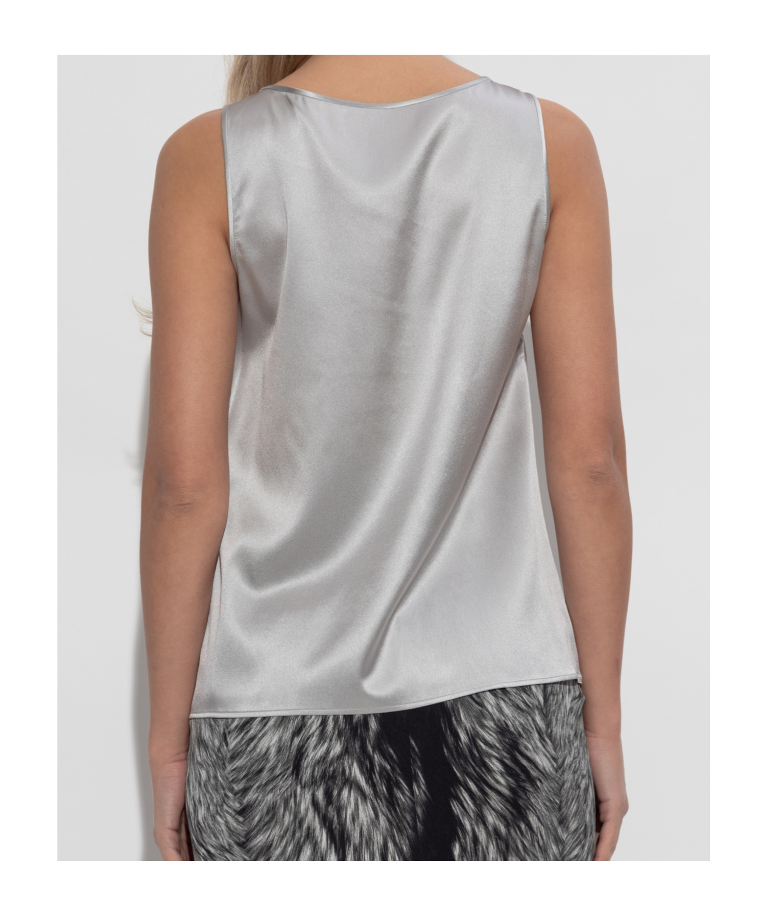 Dolce & Gabbana Silk Satin Tank Top With Dg Logo Pin In Gray