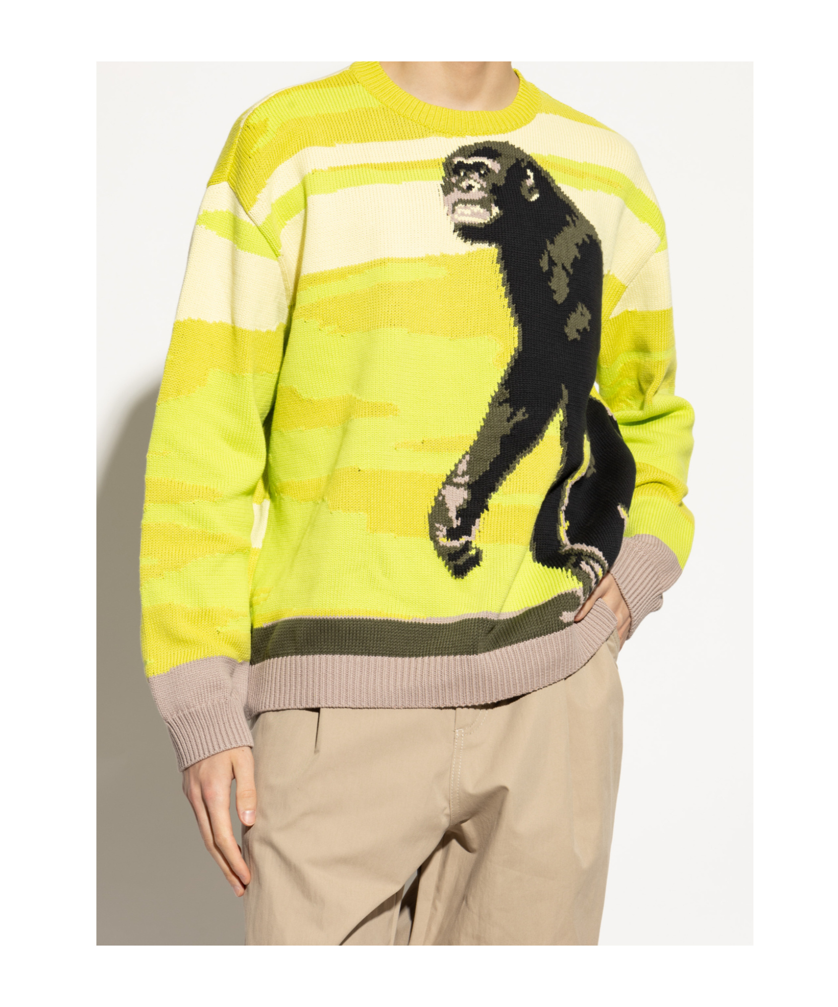 Moschino Chimpanzee Intarsia Knit Sweater In Yellow
