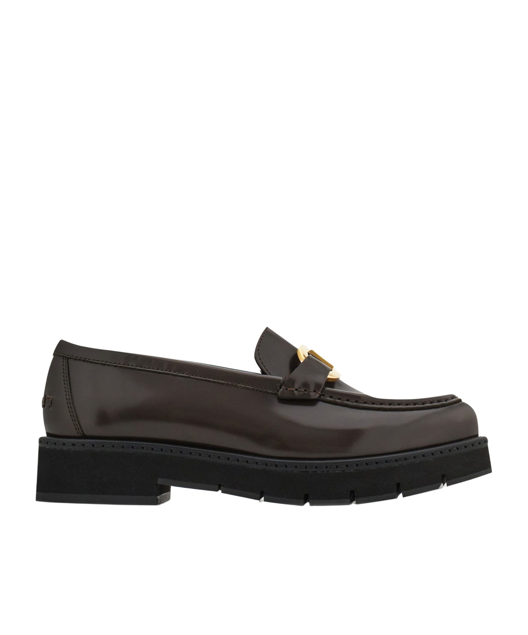 Ferragamo Moccasin With Gancini Ornament In Brown