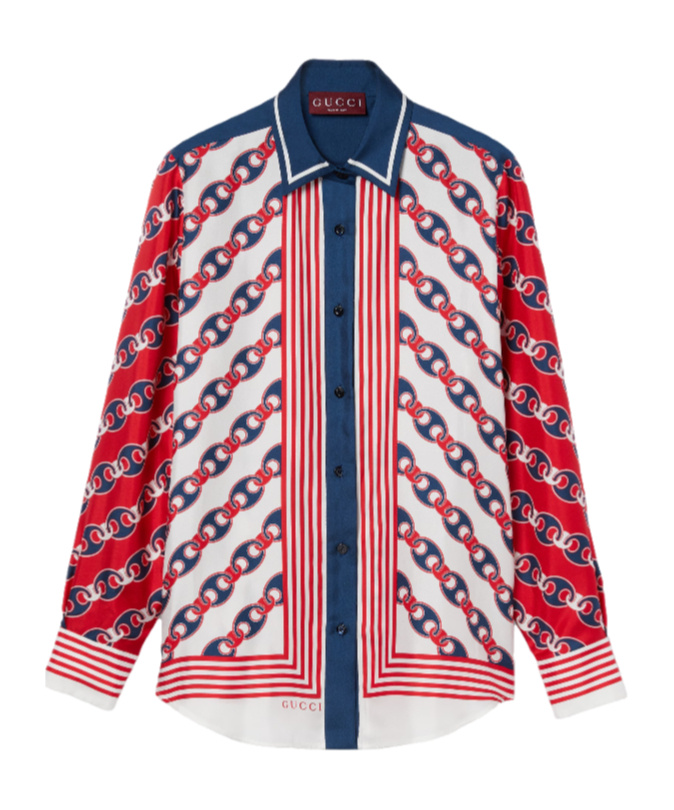Gucci Multicolor Silk Twill Printed Shirt In Multi