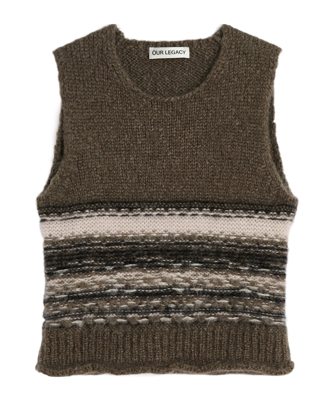 Our Legacy Pleaser Striped Wool-blend Sweater Vest In Brown