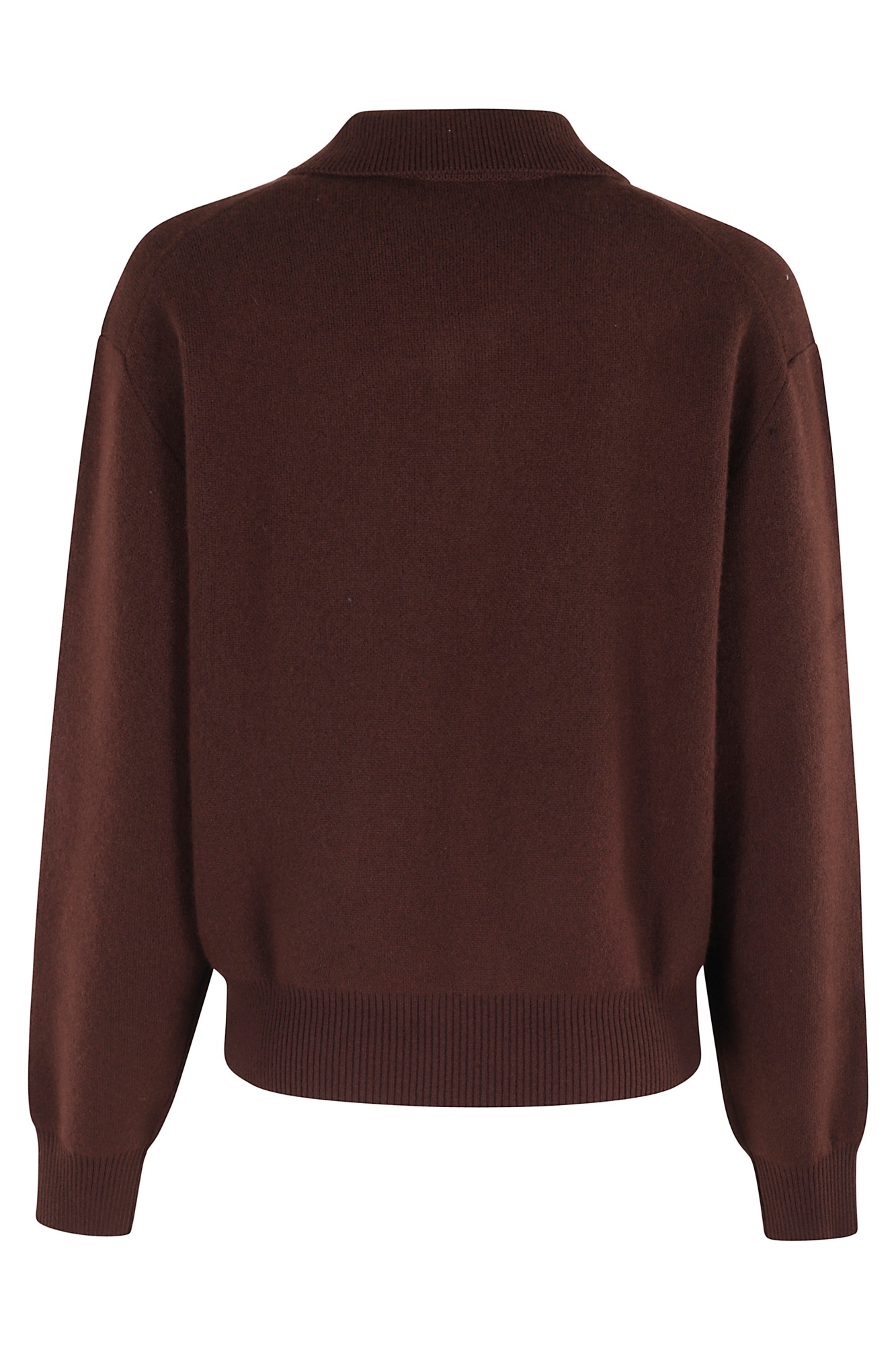 Dunst Brown Sweater With Polo Collar And Ribbed Details In Cashmere Man In Red