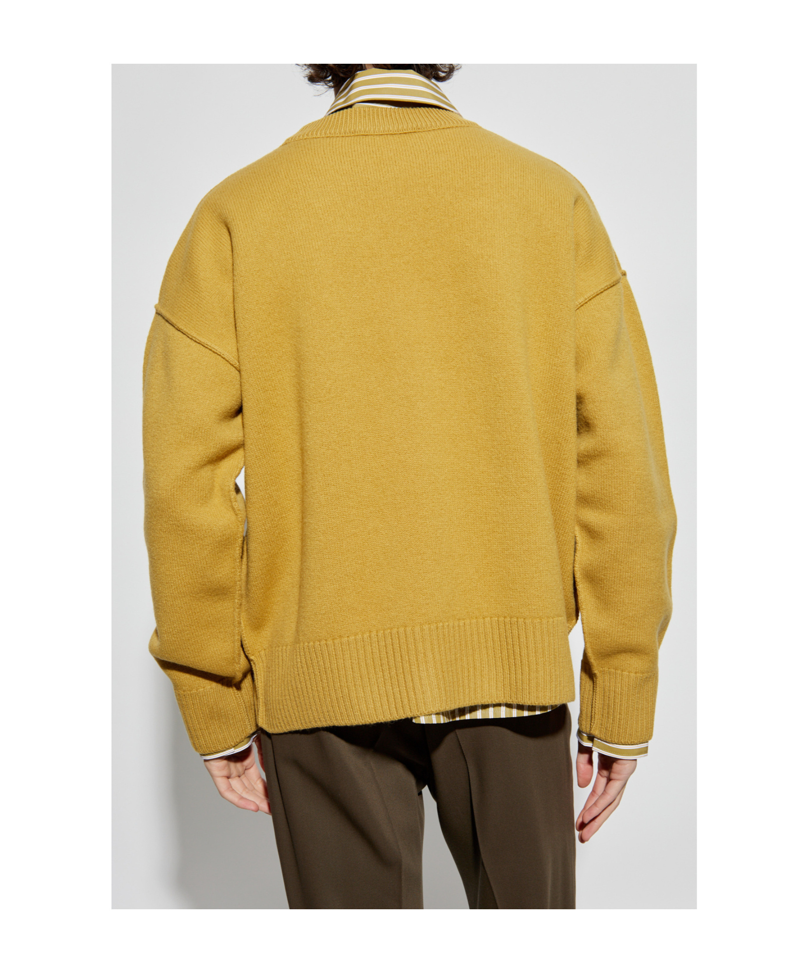 Ami Alexandre Mattiussi Long-sleeved Sweater In Yellow