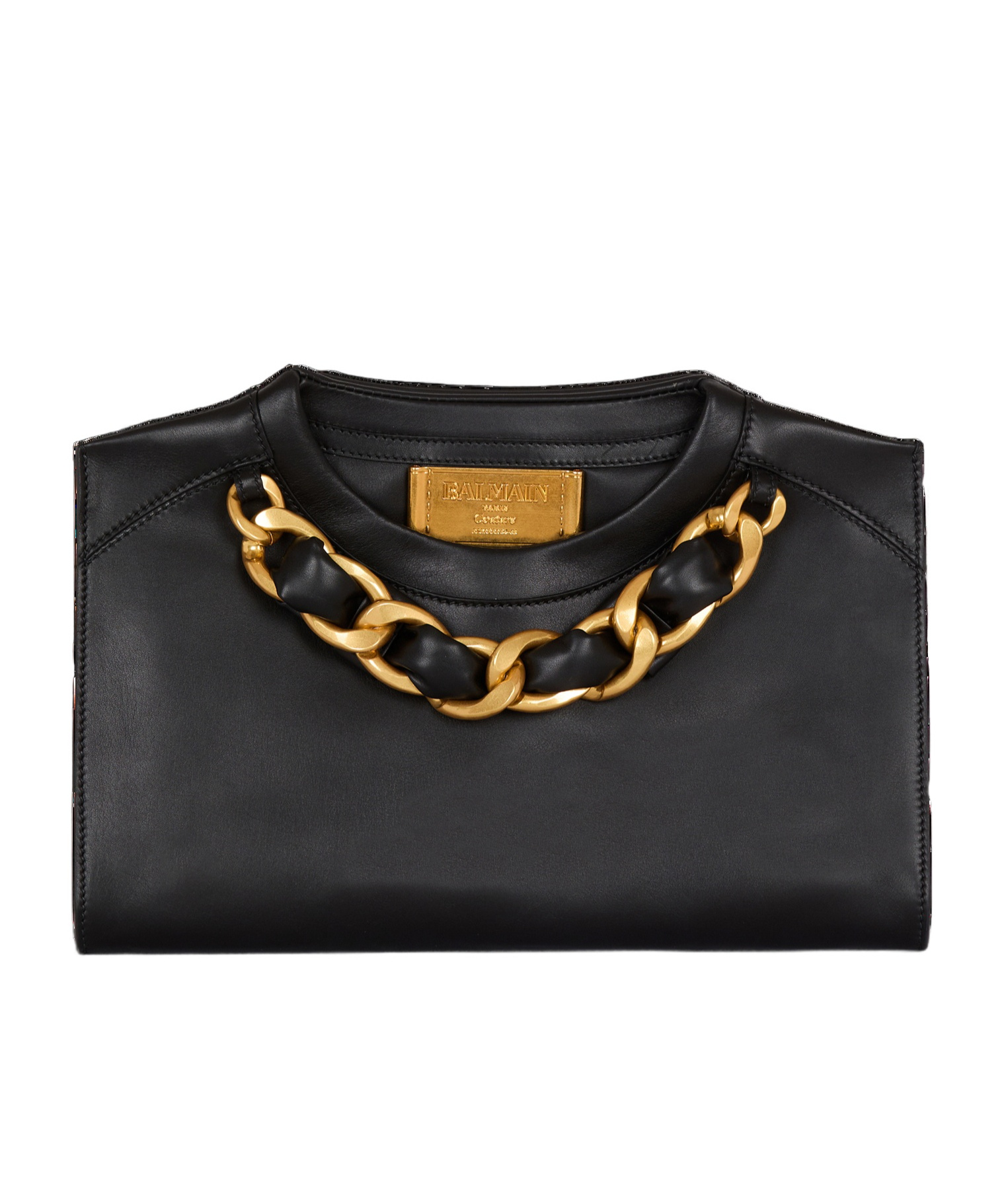 Balmain Round Collar Zipper Clutch In Black