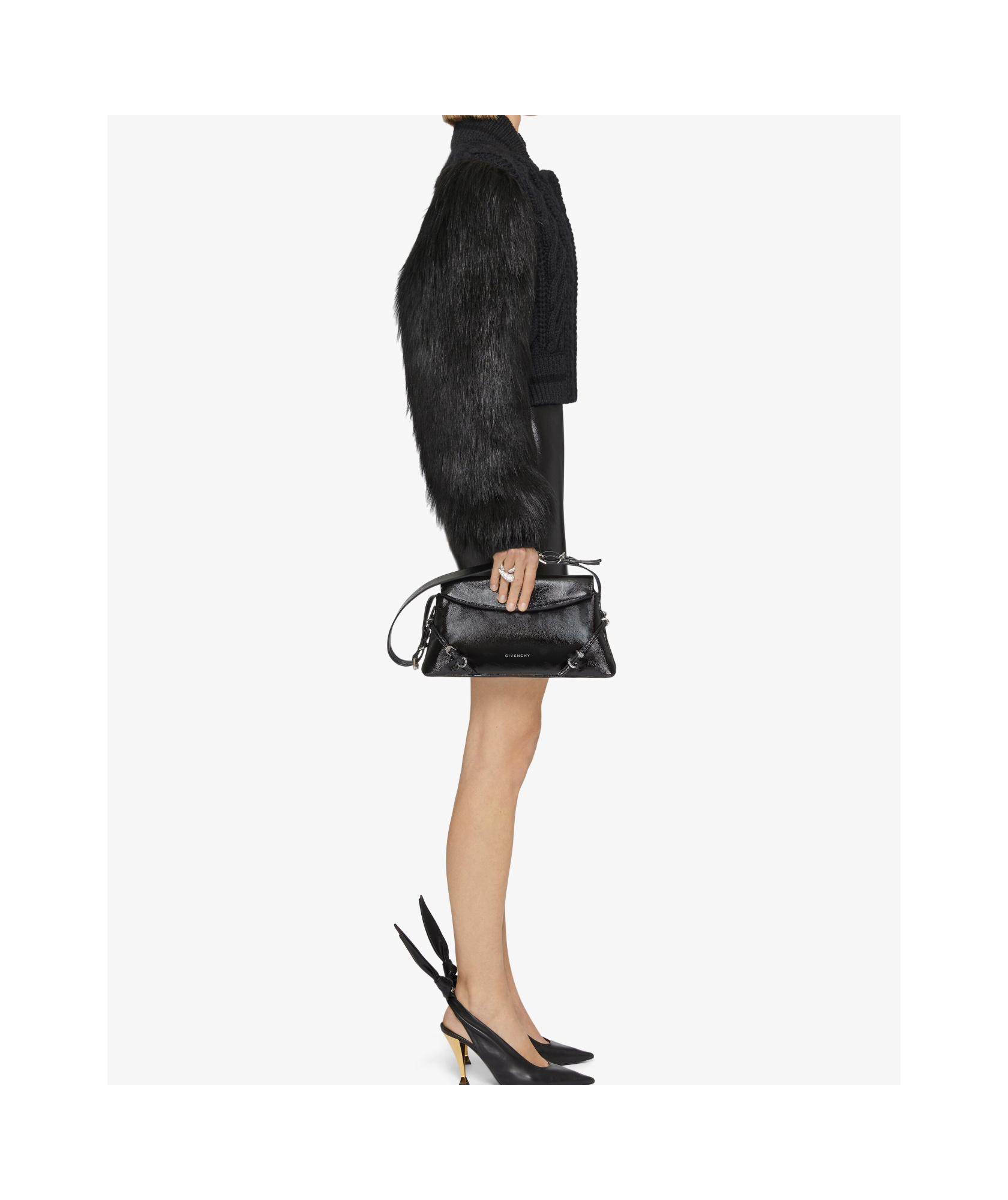 Givenchy Faux-fur Trim Cardigan In Black