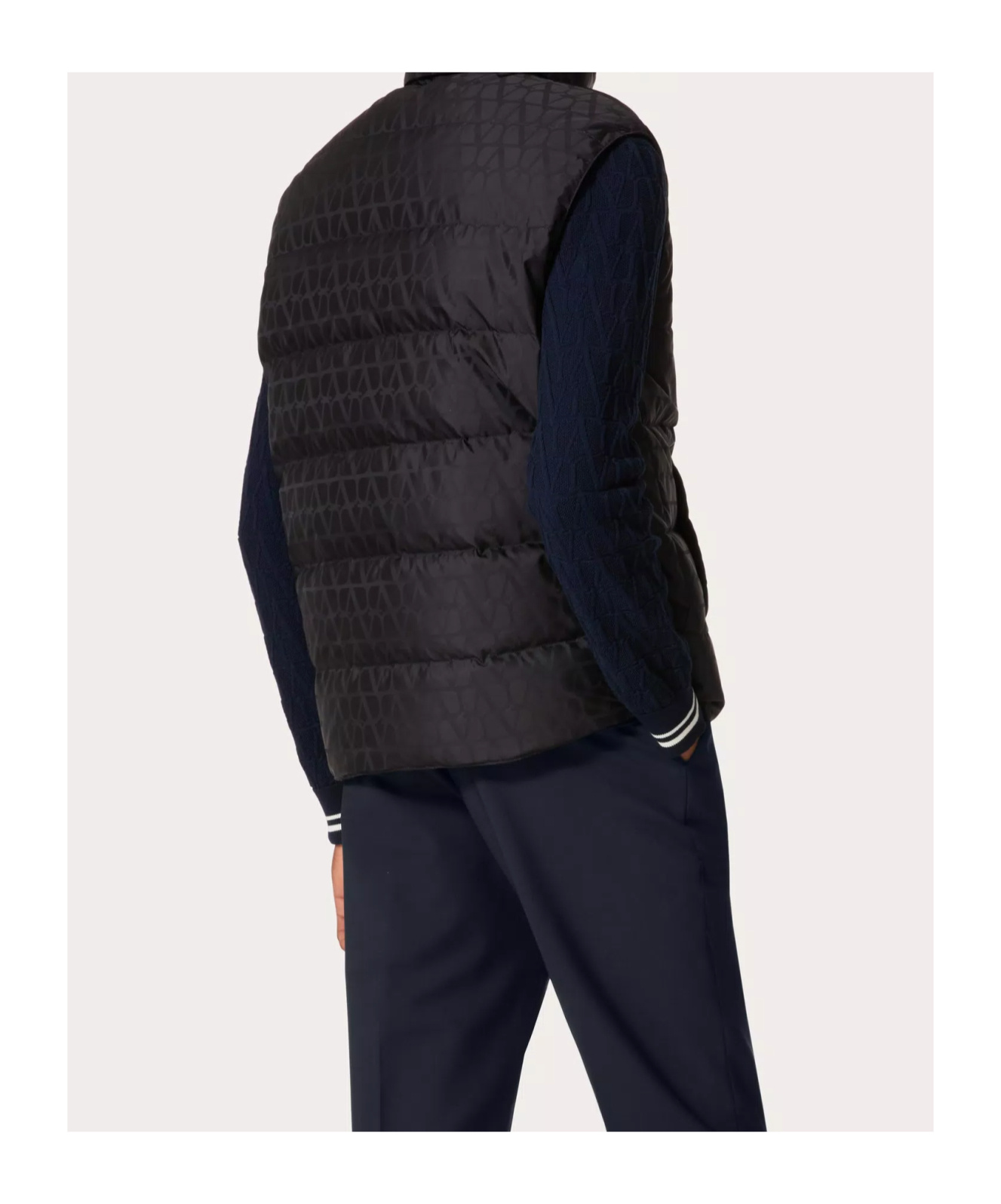 Valentino Iconographe High Neck Padded Quilted Vest In Black
