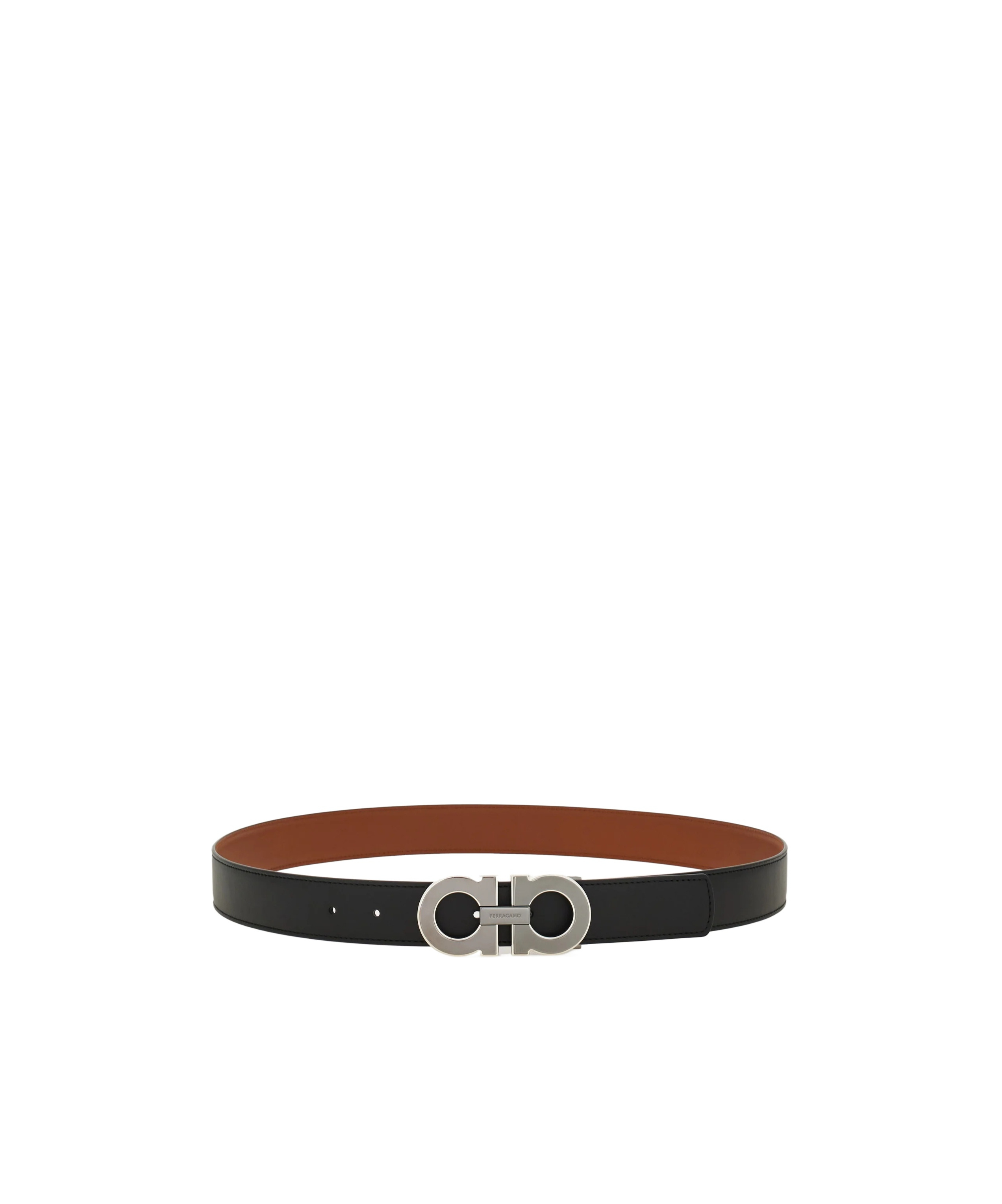 Ferragamo Reversible And Adjustable Gancini Belt In Black
