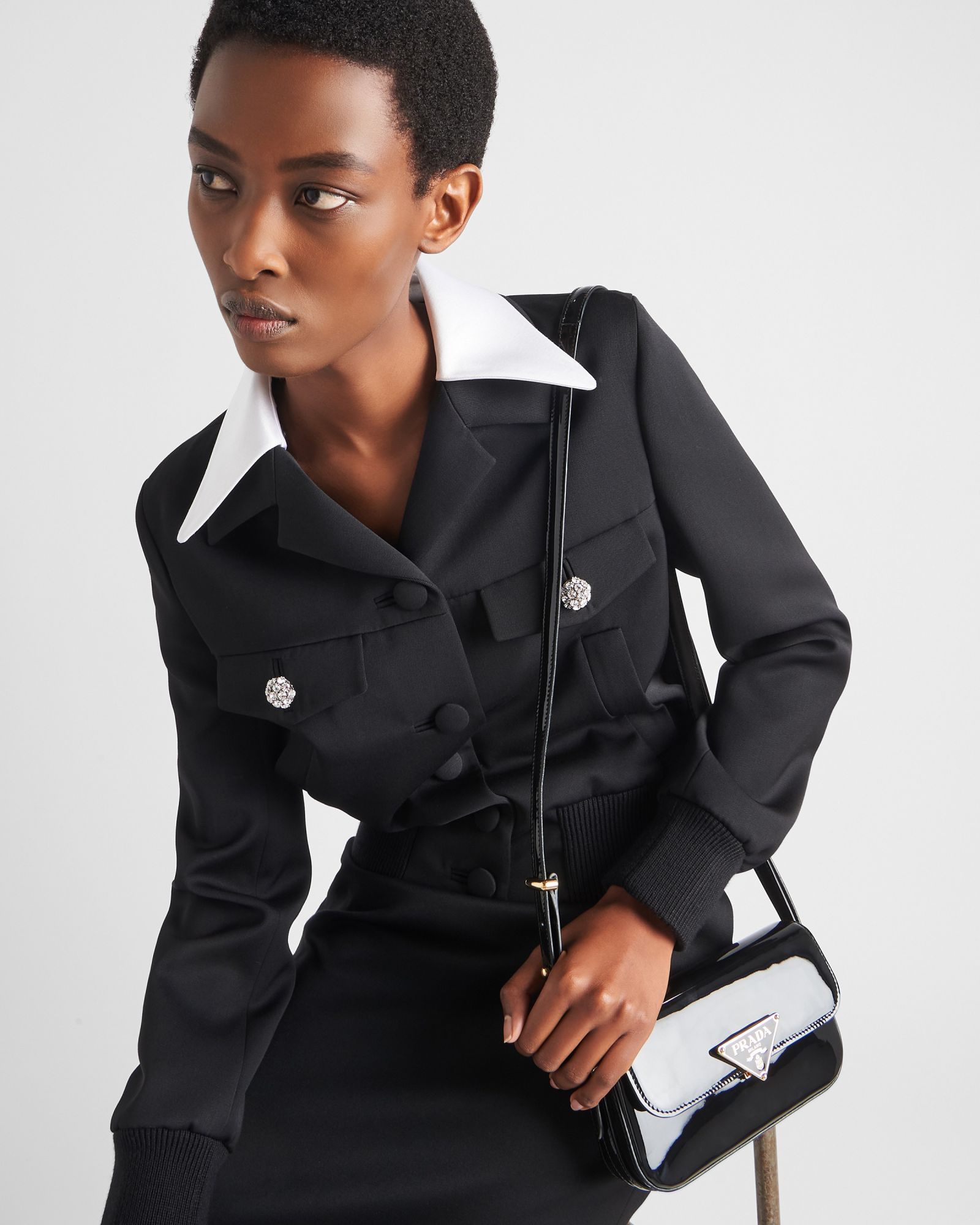 Prada Single-breasted Fleece Casual Jacket In Black