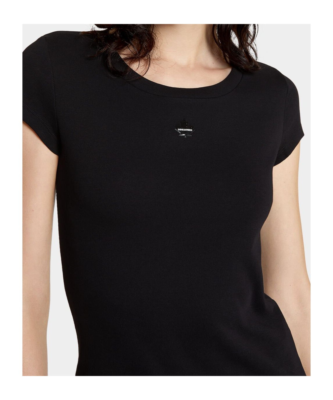 Dsquared2 Black Mini Fit Maple Leaf T-shirt In Black