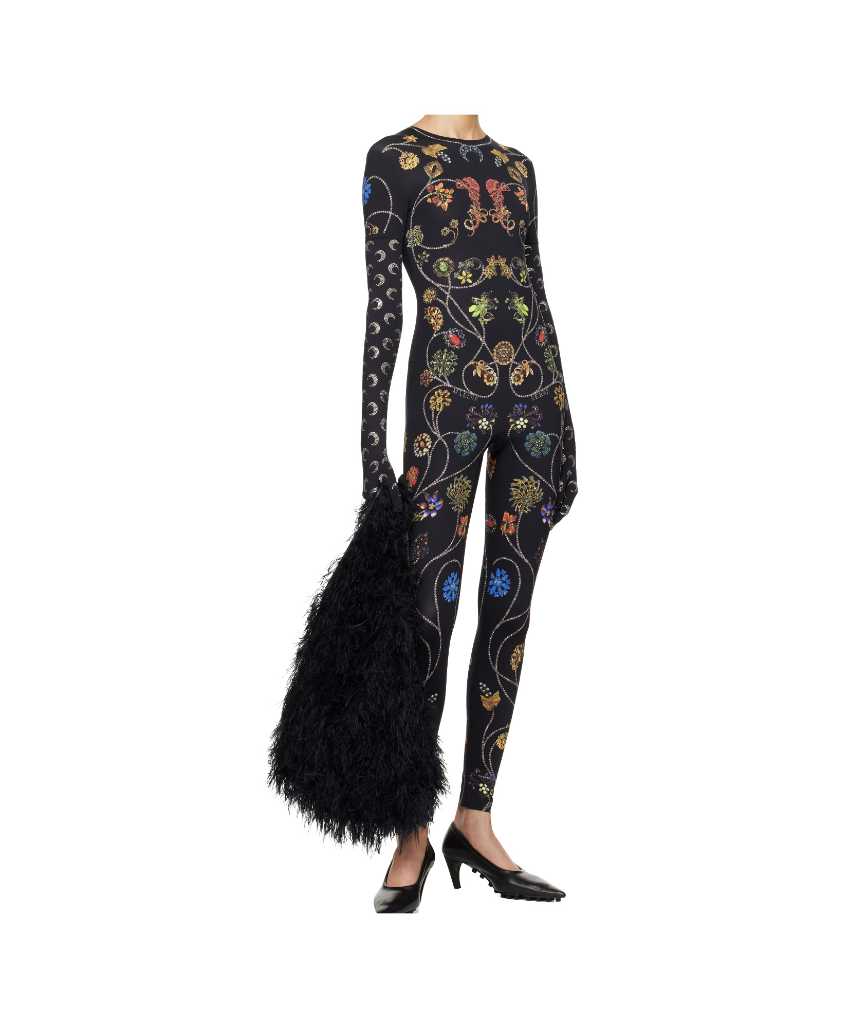 Marine Serre Diamond-encrusted Knitted Long Gloves