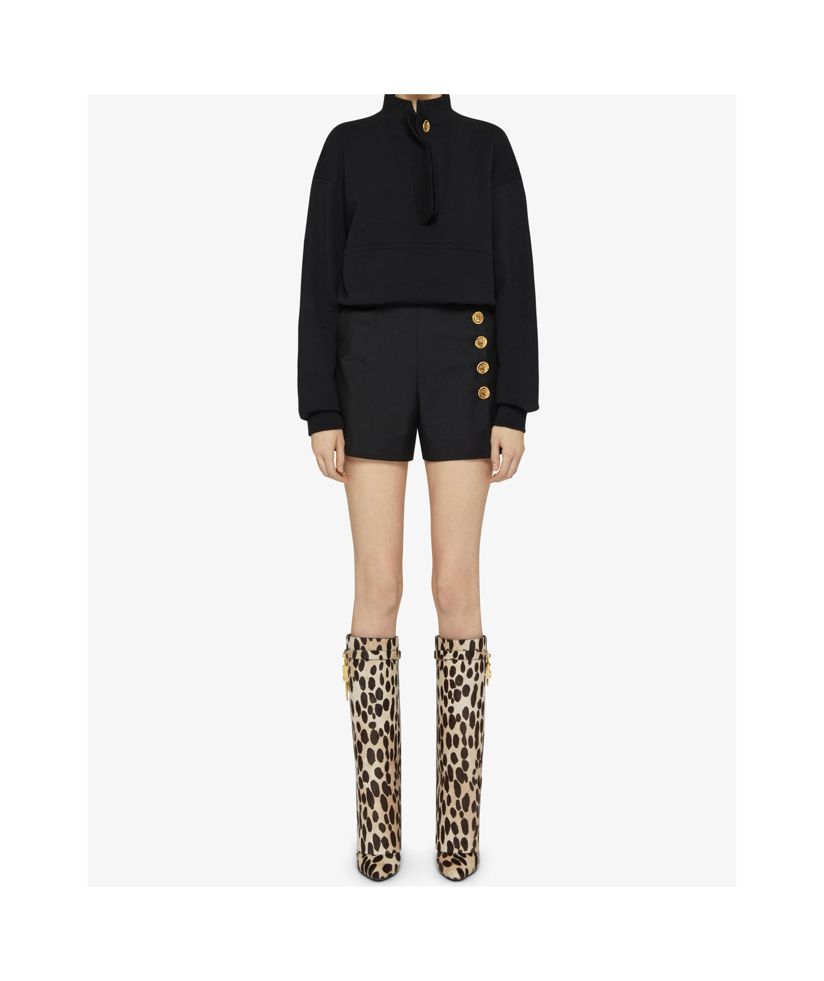 Givenchy Shorts In Wool And Mohair With Buttons In Black