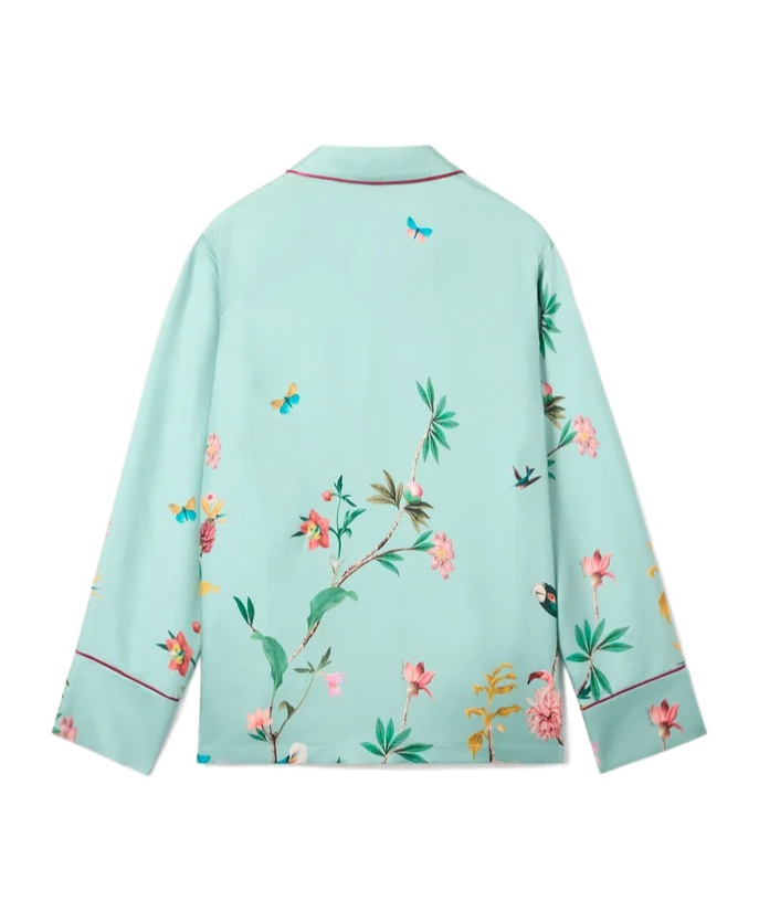 La Doublej Floral Panel Pyjama Shirt In Green
