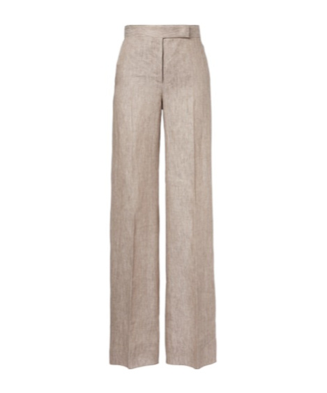 Max Mara Deserto Herringbone Linen Wide-leg Pants In Beige