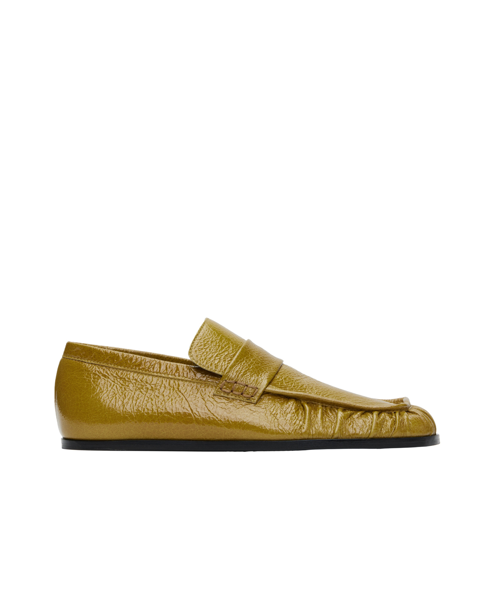 Jil Sander Yellow Patent Leather Loafers In Yellow-green