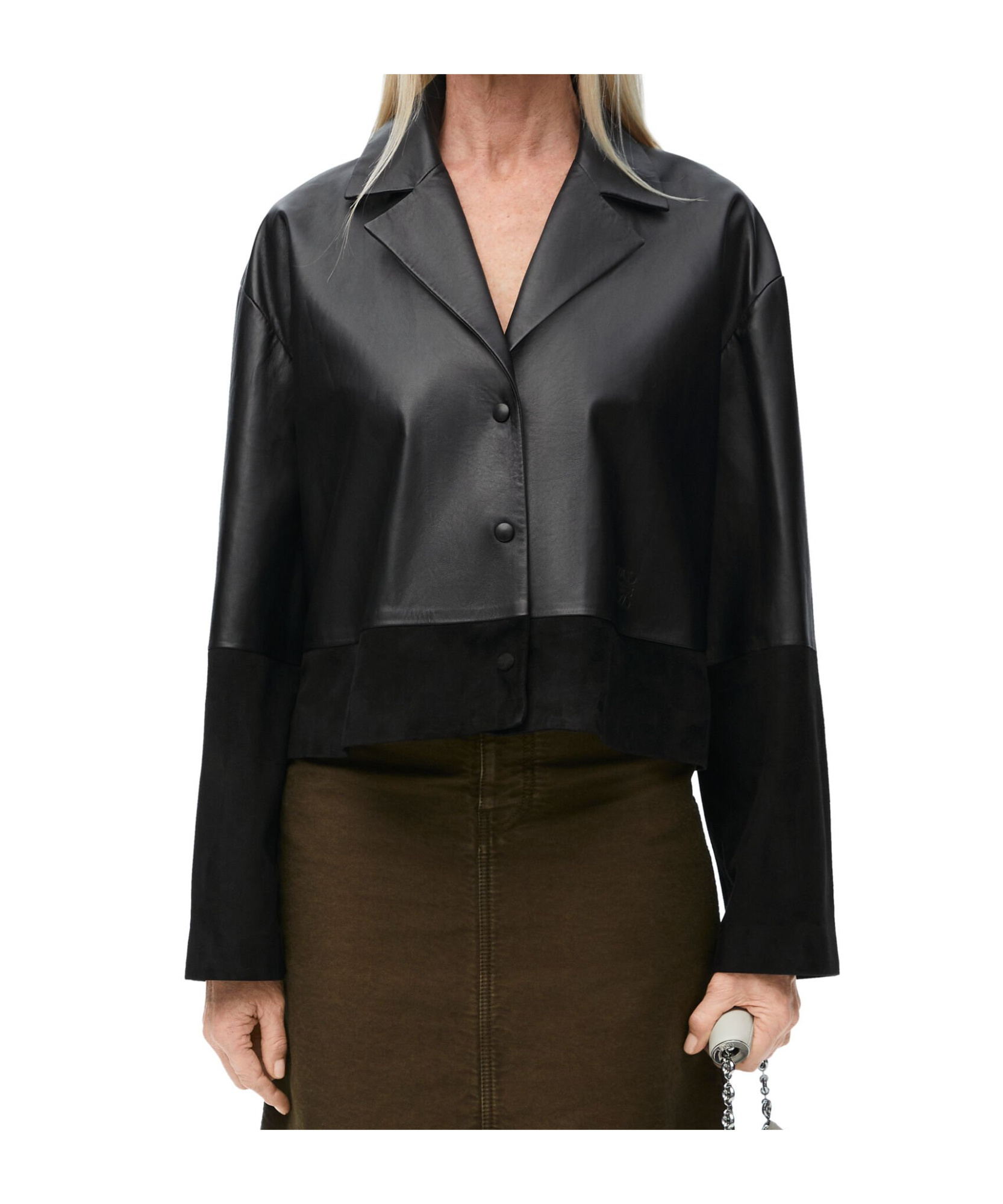 Loewe Anagram-debossed Leather Blazer In Black