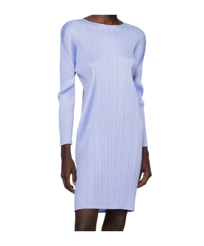 Issey Miyake Pleat-detail Maxi Pencil Dress In Blue