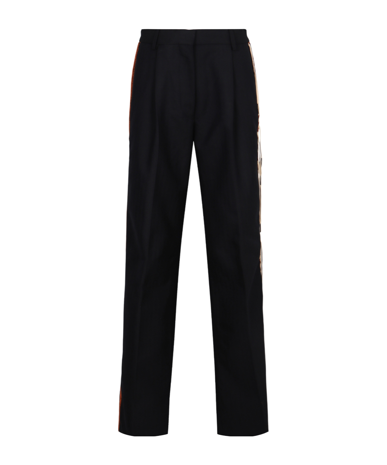 Dries Van Noten Velvet-trim Straight-leg Trousers In Black