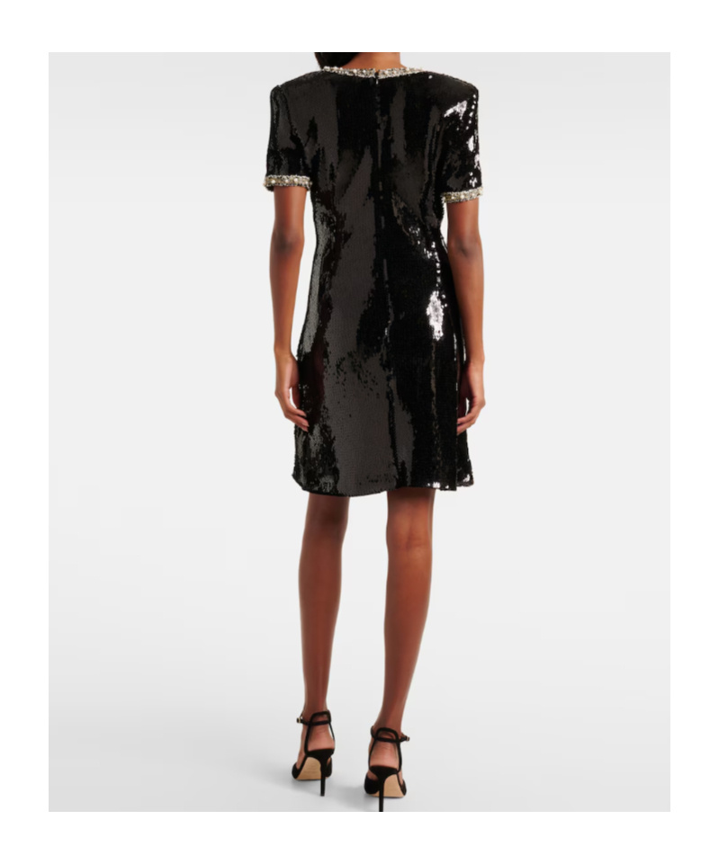 Nina Ricci Embellished Sequined Minidress In Black