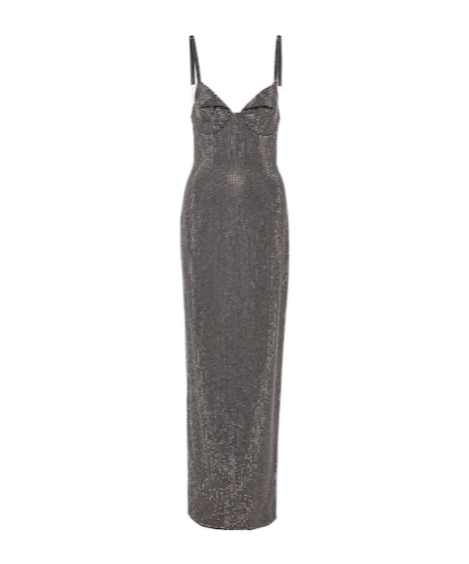 Area Crystal-embellished Jersey Gown In Gray