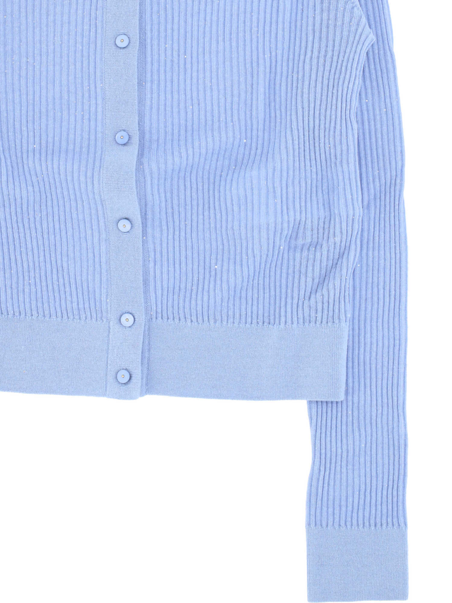 Max Mara Wool And Silk Crew Neck Cardigan In Blue