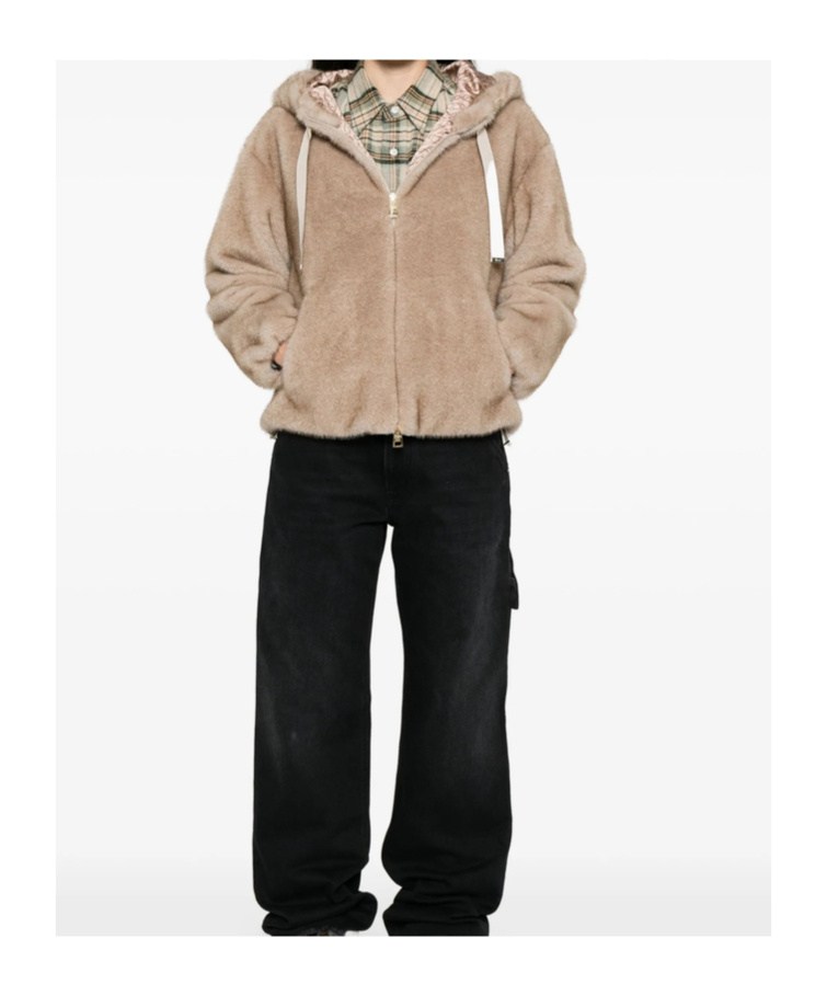 Herno Hooded Zip-up Jacket In Brown