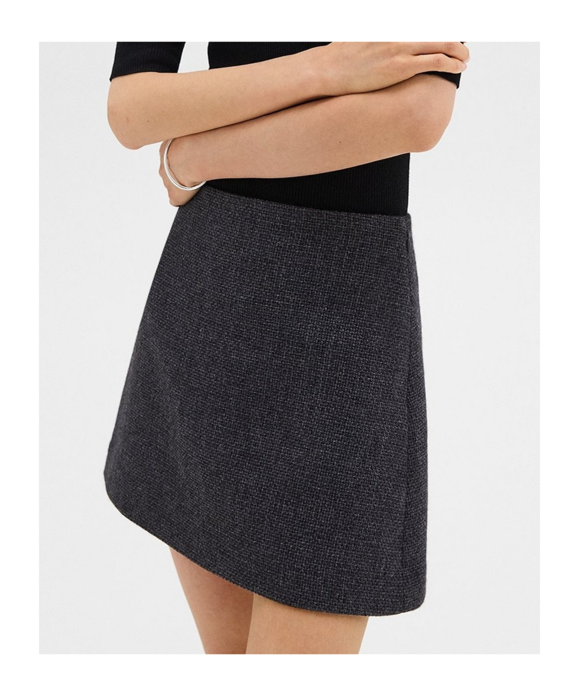 Theory Stitched Wool-cashmere Mini Skirt In Black