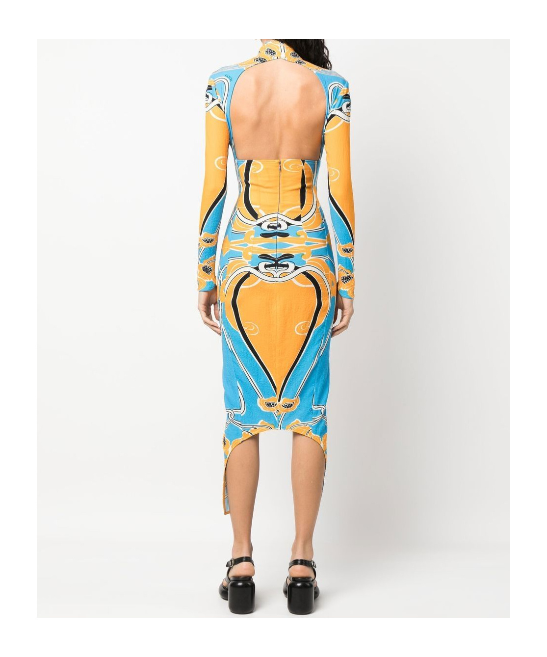 Patou Bold Print Cut-out Midi Dress In Yellow
