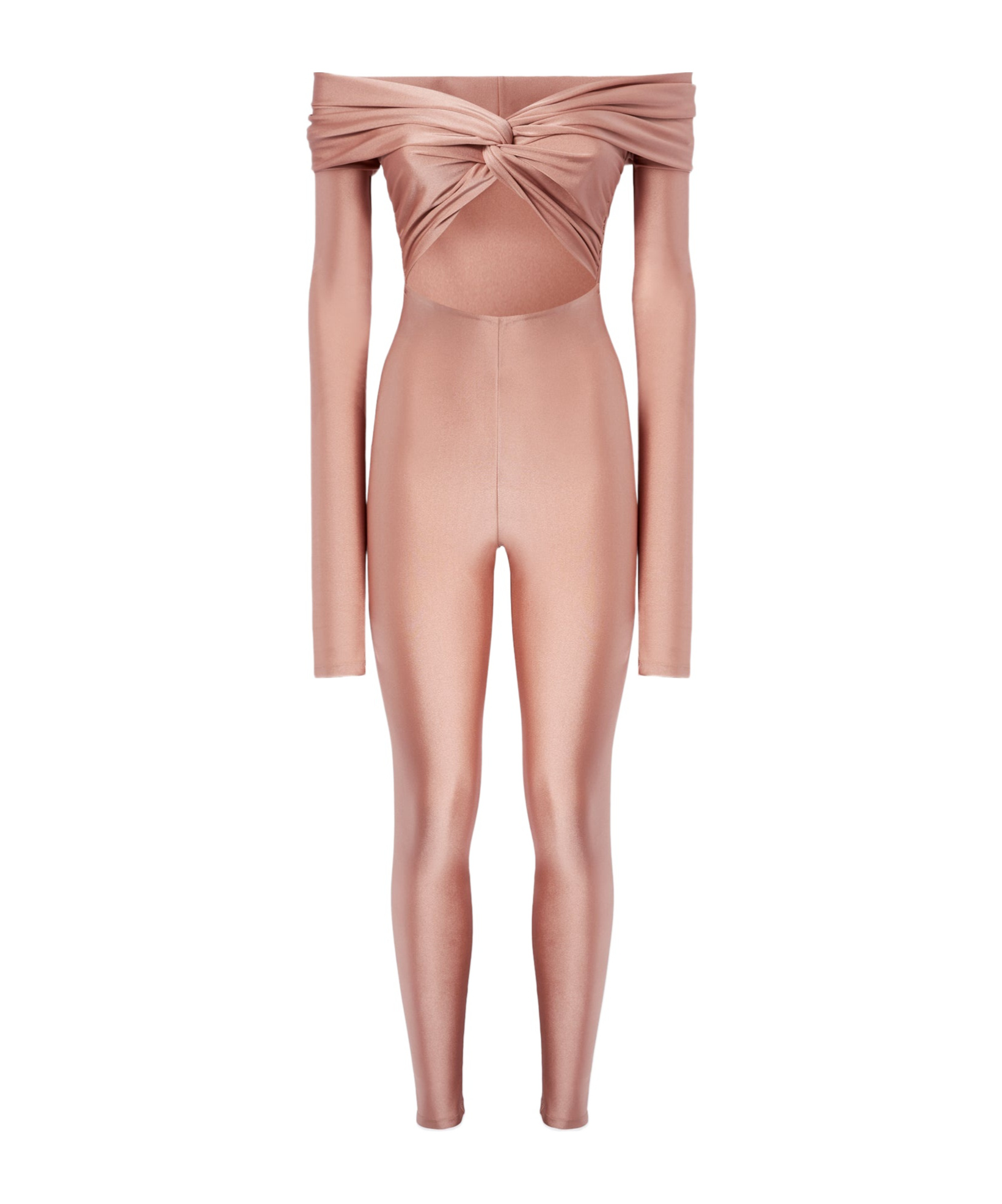 The Andamane Cut-out Fitted Jumpsuit Knot Detail In Nude