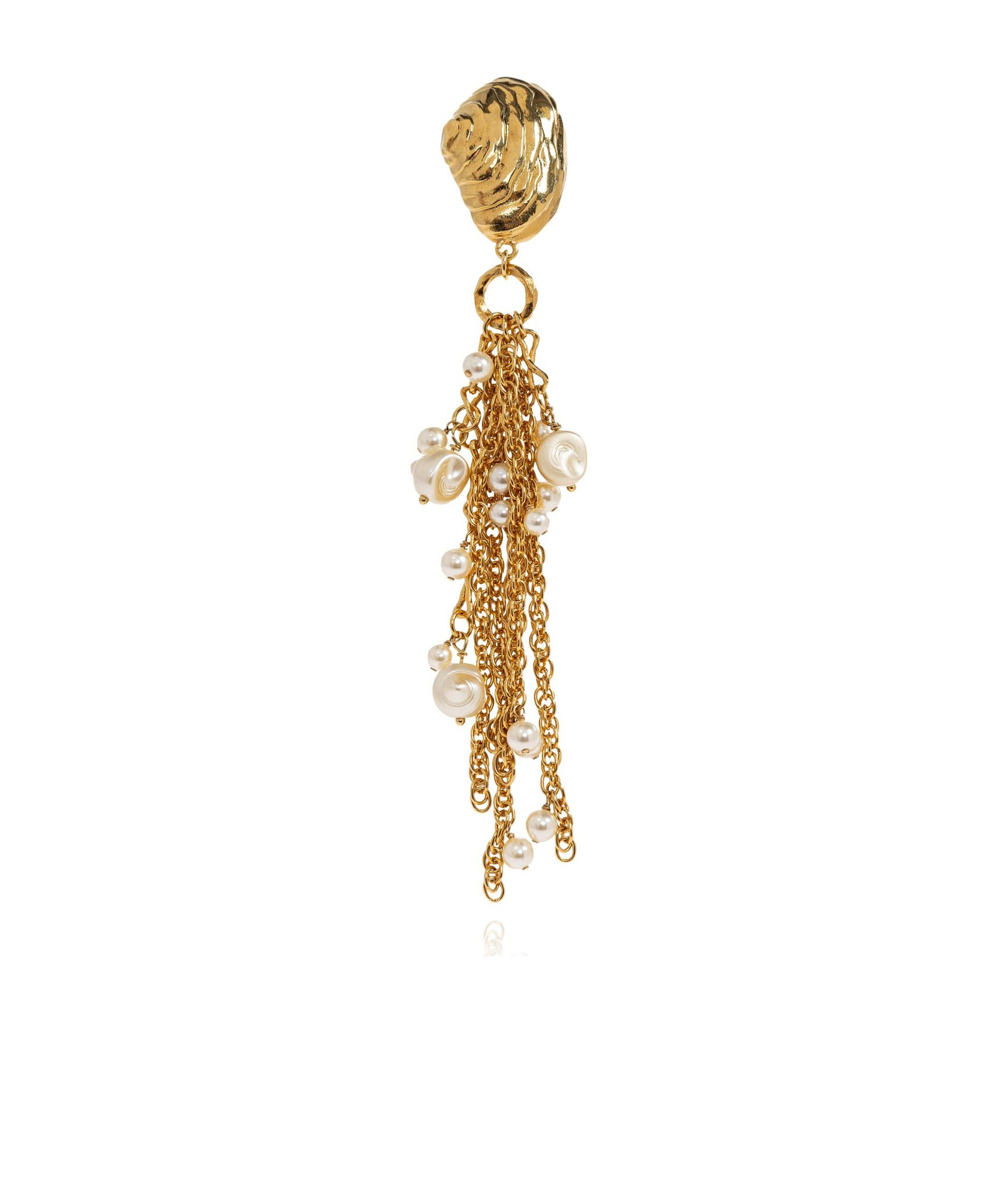 Chloé Gold-tone Shell Pearl Drop Earrings In Gold