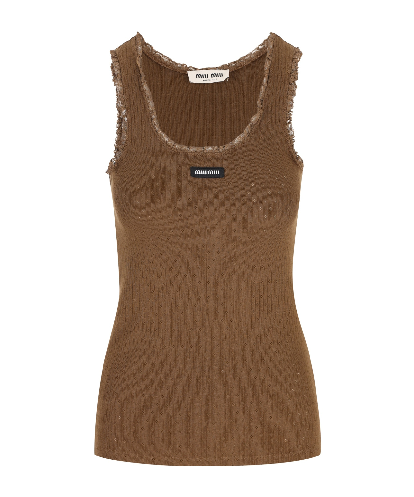 Miu Miu Sleeveless Vest In Brown