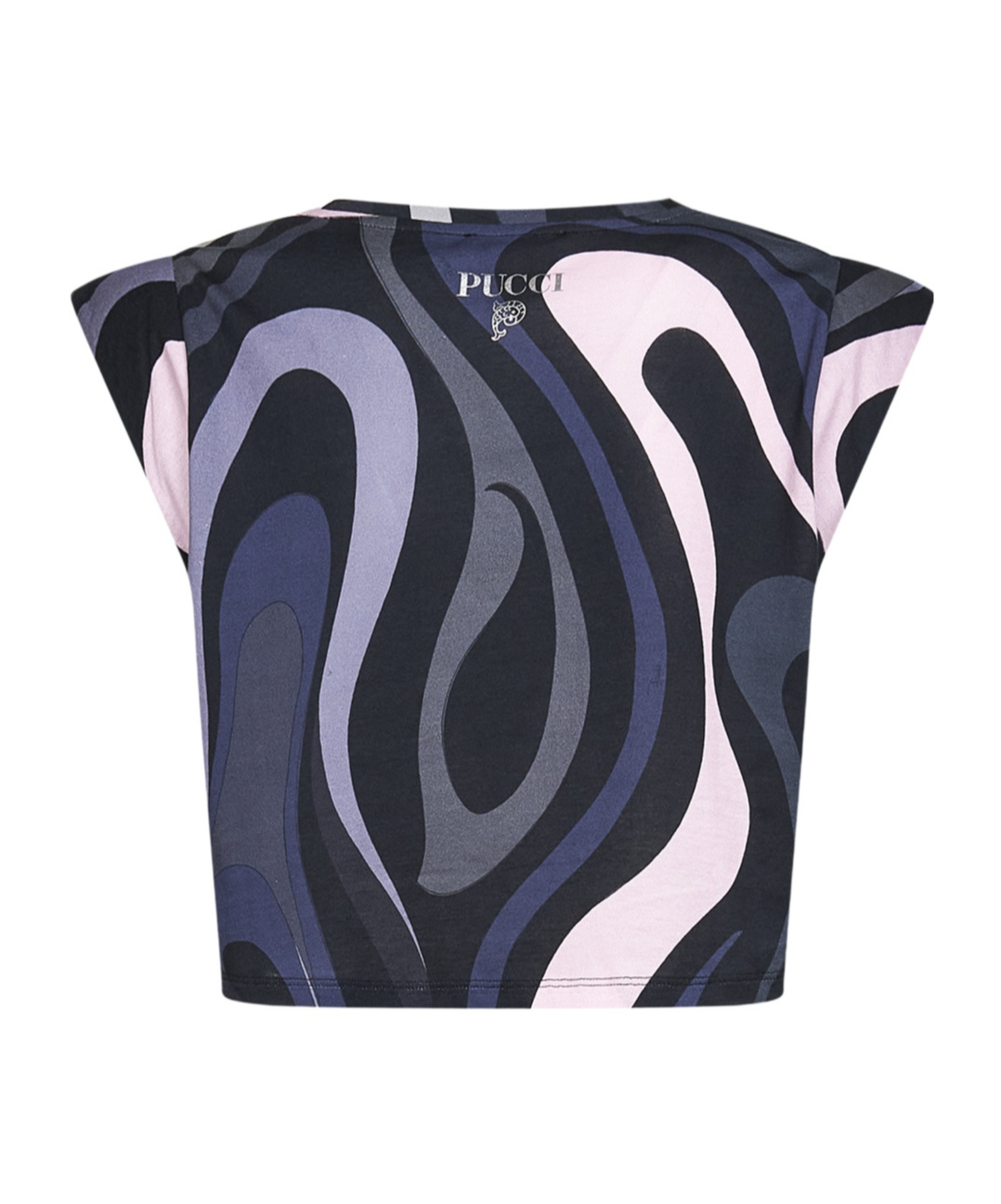 Pucci Marble-print Cropped T-shirt Clothing In Blue