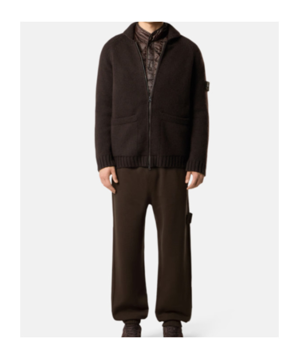 Stone Island Cashmere Zipped Sweater In Brown