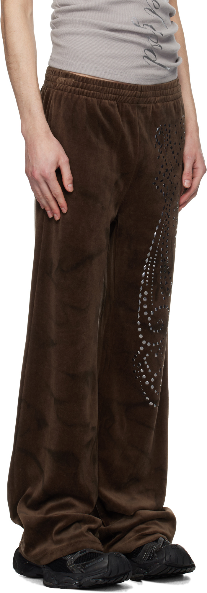 Shop Praying Velvet Flared Sweatpants In Brown
