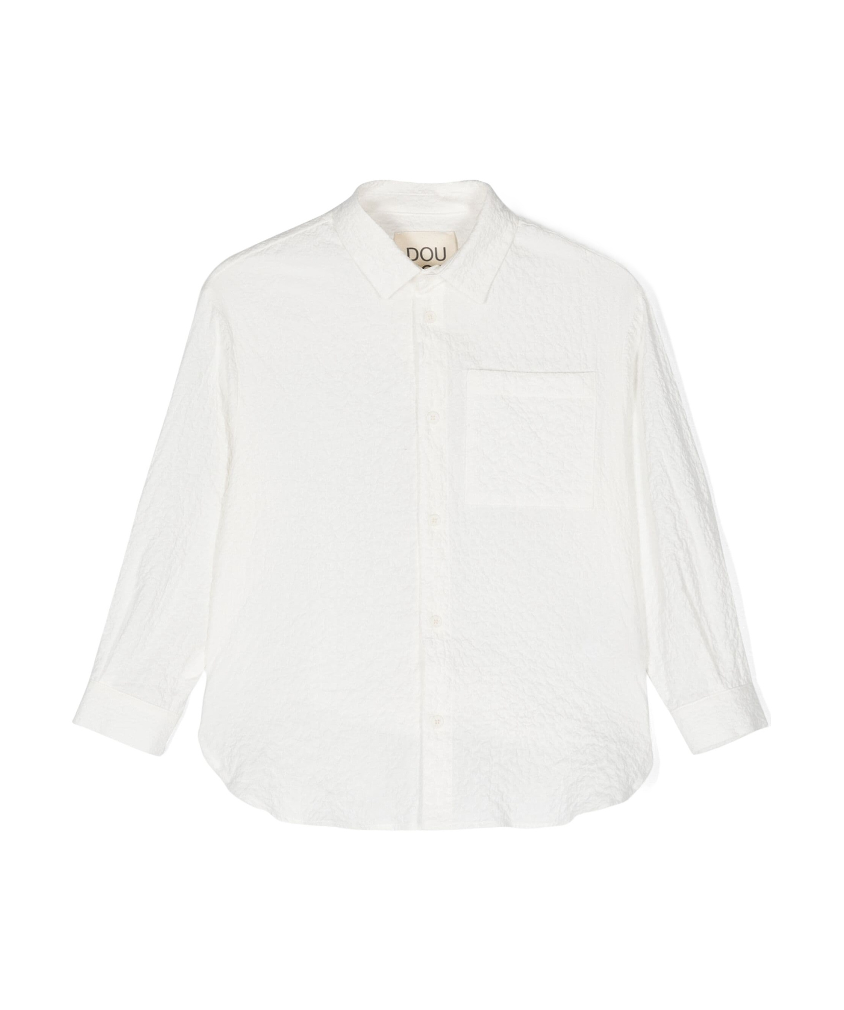 Douuod Seersucker Long-sleeve Shirt In White