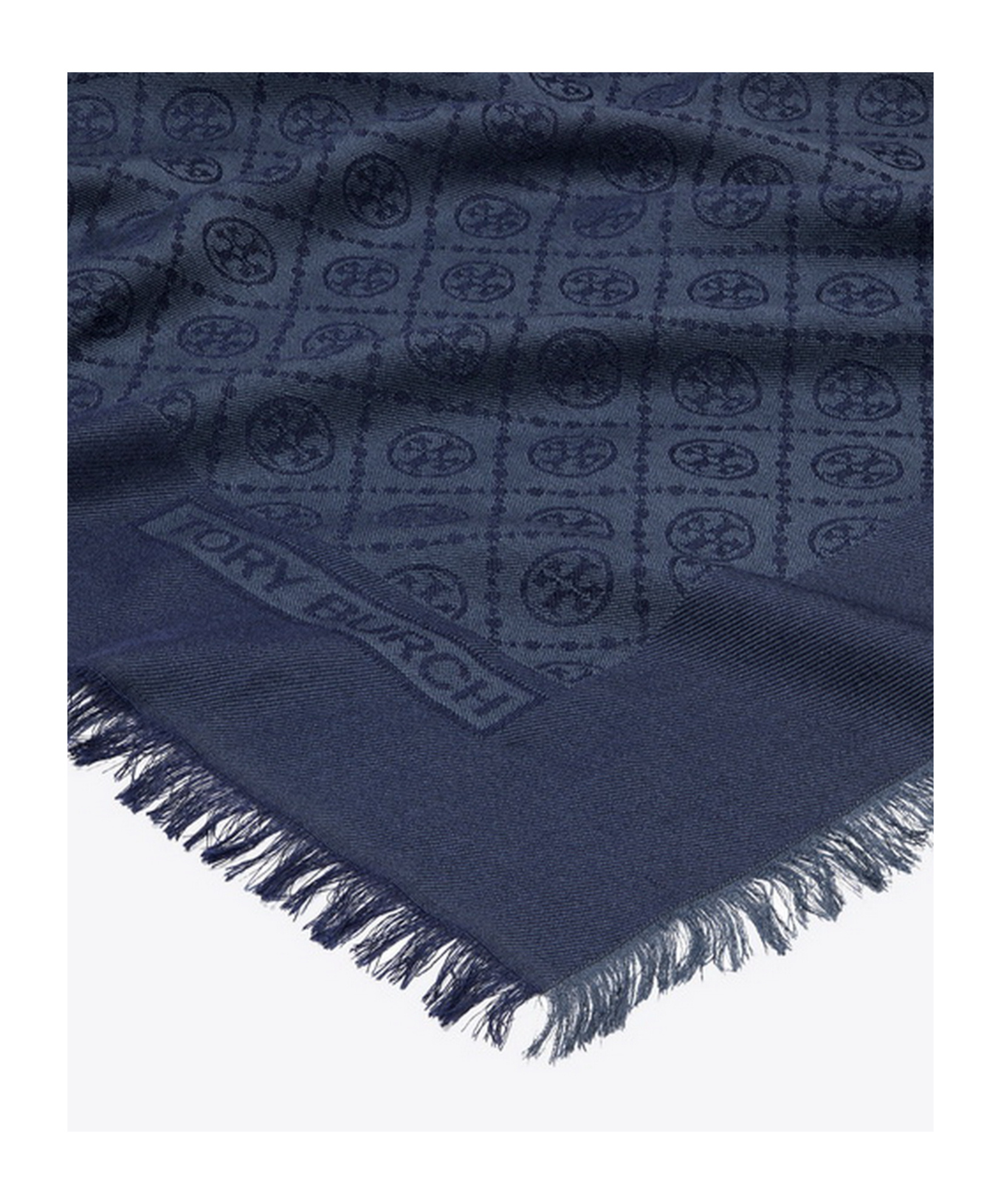 Tory Burch T Monogram Jacquard Scarf In Blue
