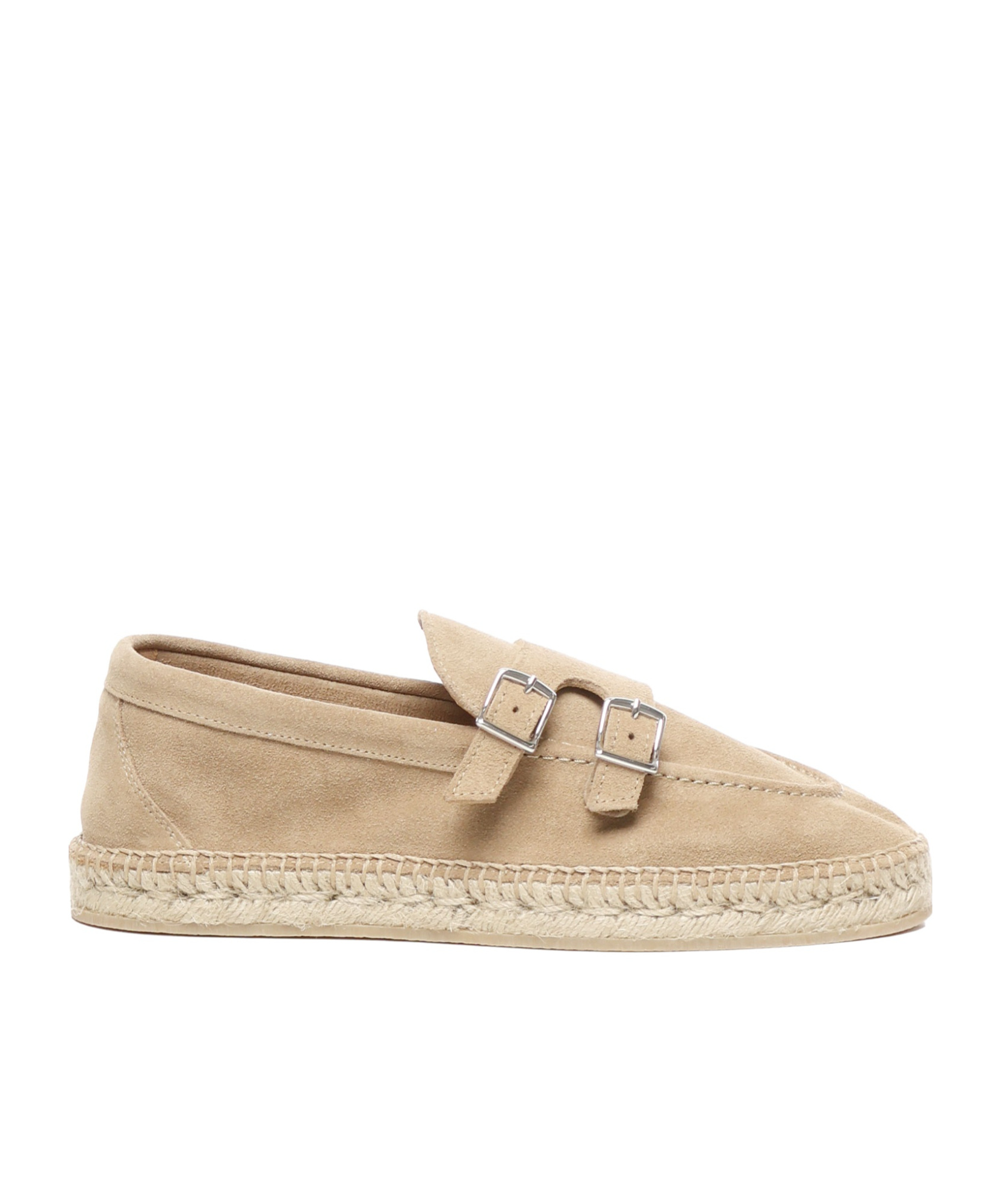 Eleventy Camel Leather Espardillas With Buckles In Nude