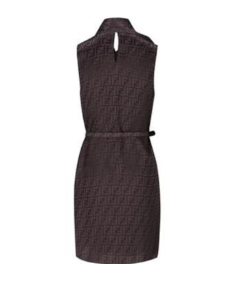 Fendi Crepe Satin Mini Dress In Black