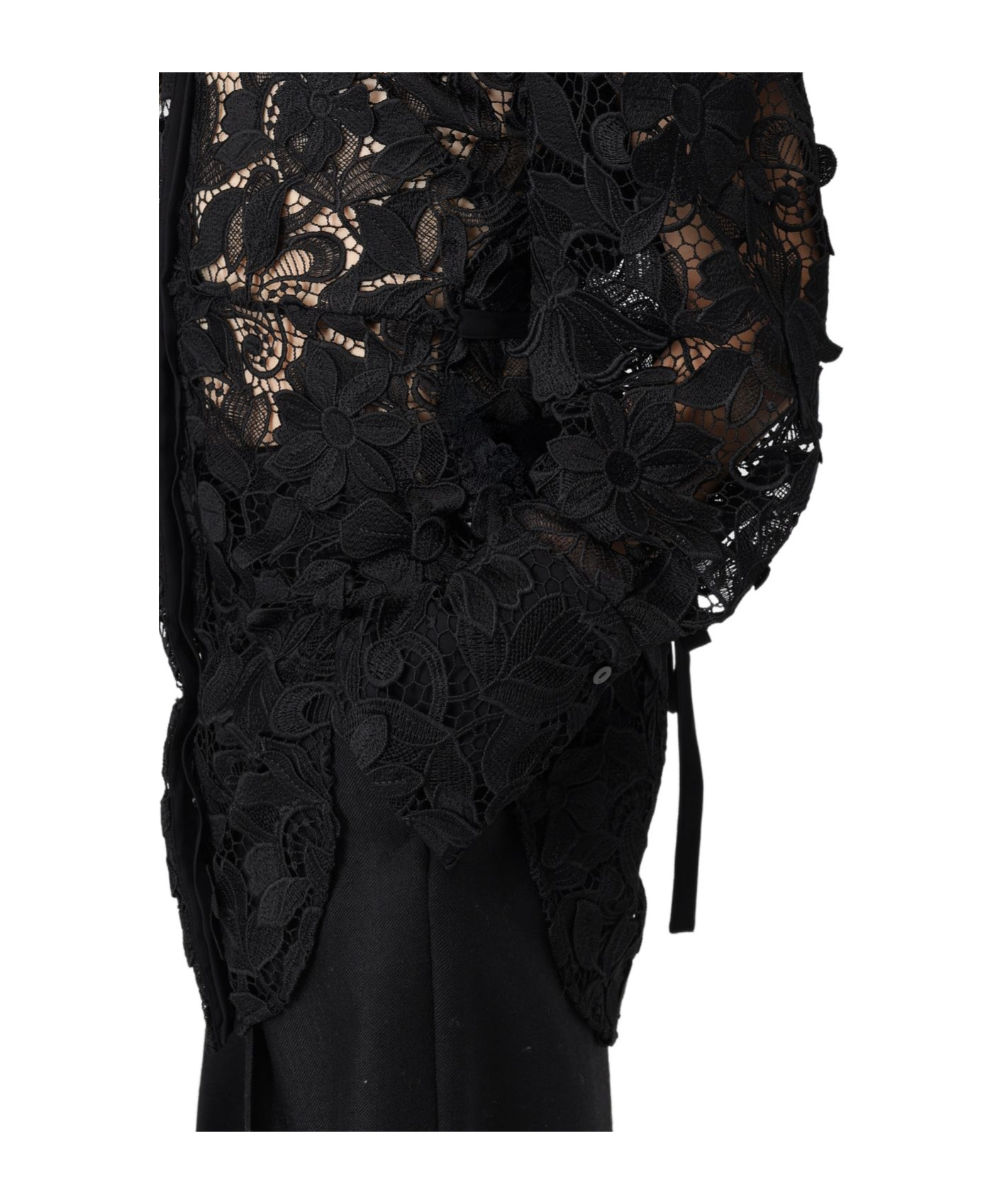 Blumarine Macrame-lace Shirt In Black