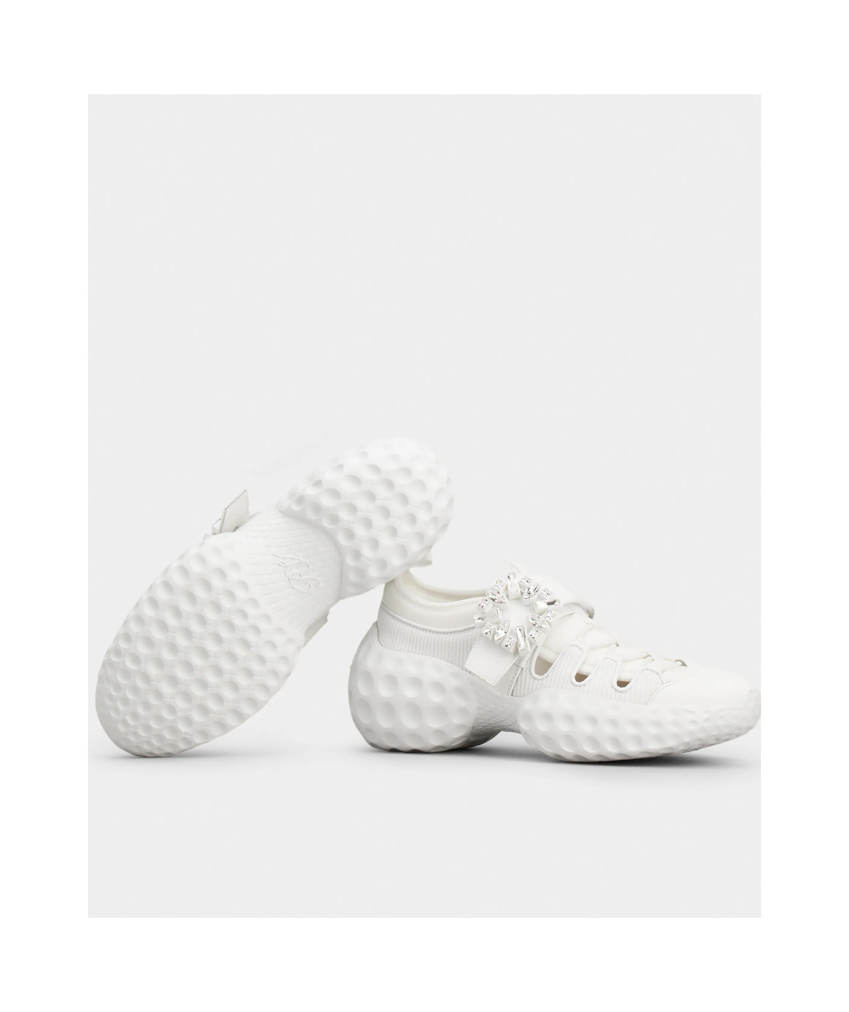 Shop Roger Vivier Viv' Run Light Sneakers In Fabric In White