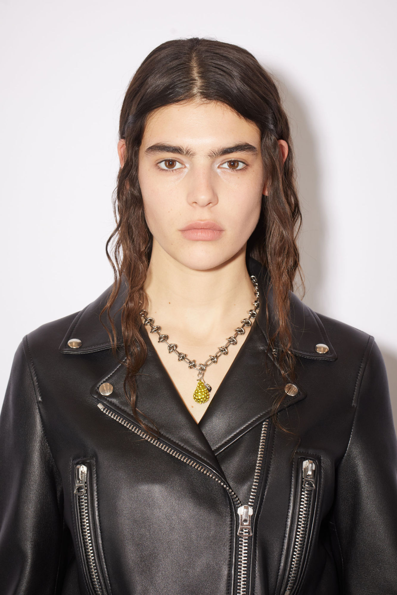 Acne Studios Black Leather Mock Biker Jacket In Black