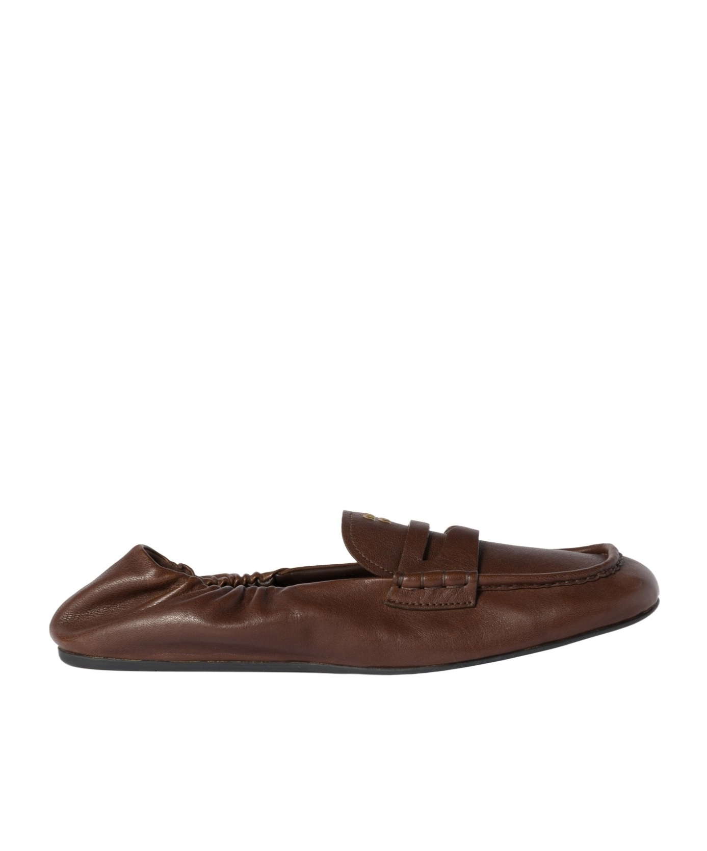 Miu Miu Women Ruches Leather Loafers With Lettering Logo In Multi