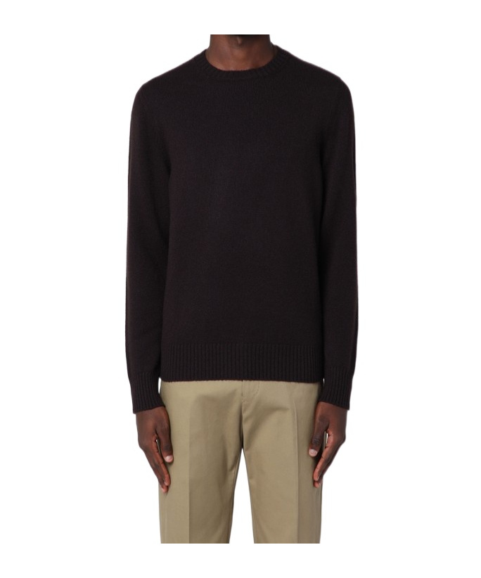 Drumohr Brown Crew-neck Sweater In Cashmere In Black