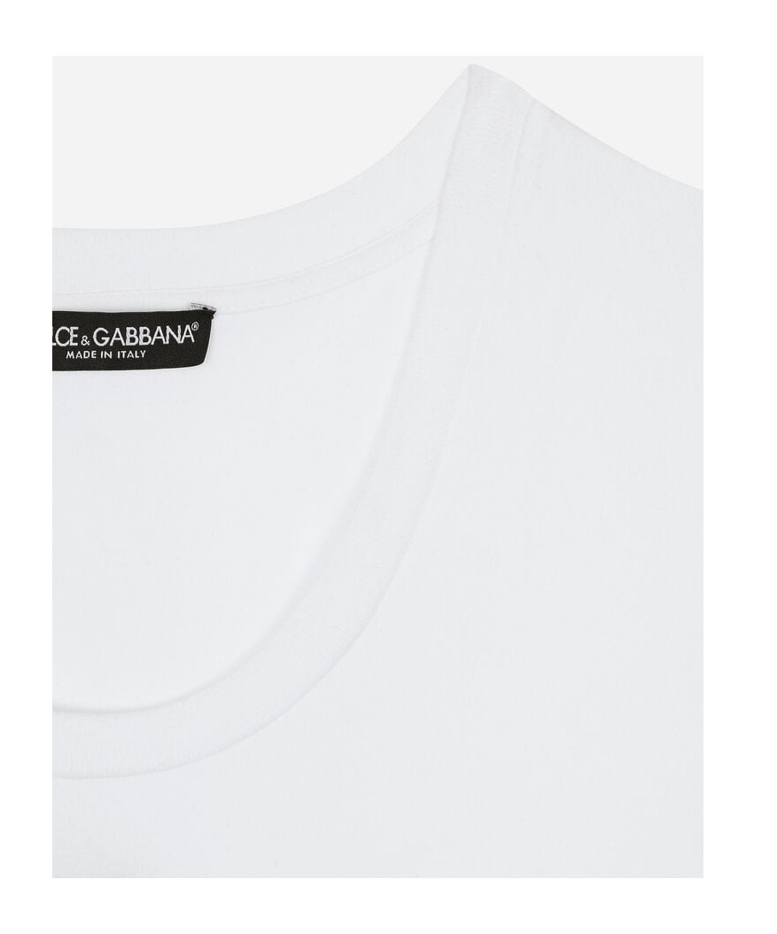 Dolce & Gabbana Logo-embroidered Cotton-blend T-shirt In White